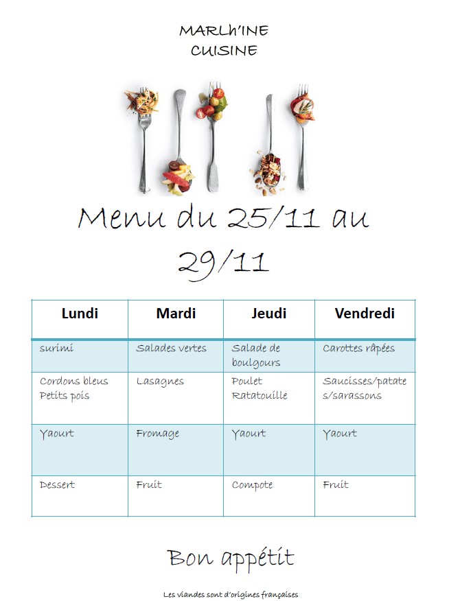 Visuel : Menus novembre 2024